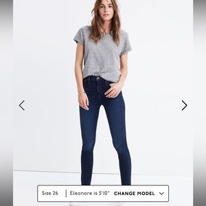 Madewell 10” High Rise Skinny Jeans in Hayes Wash